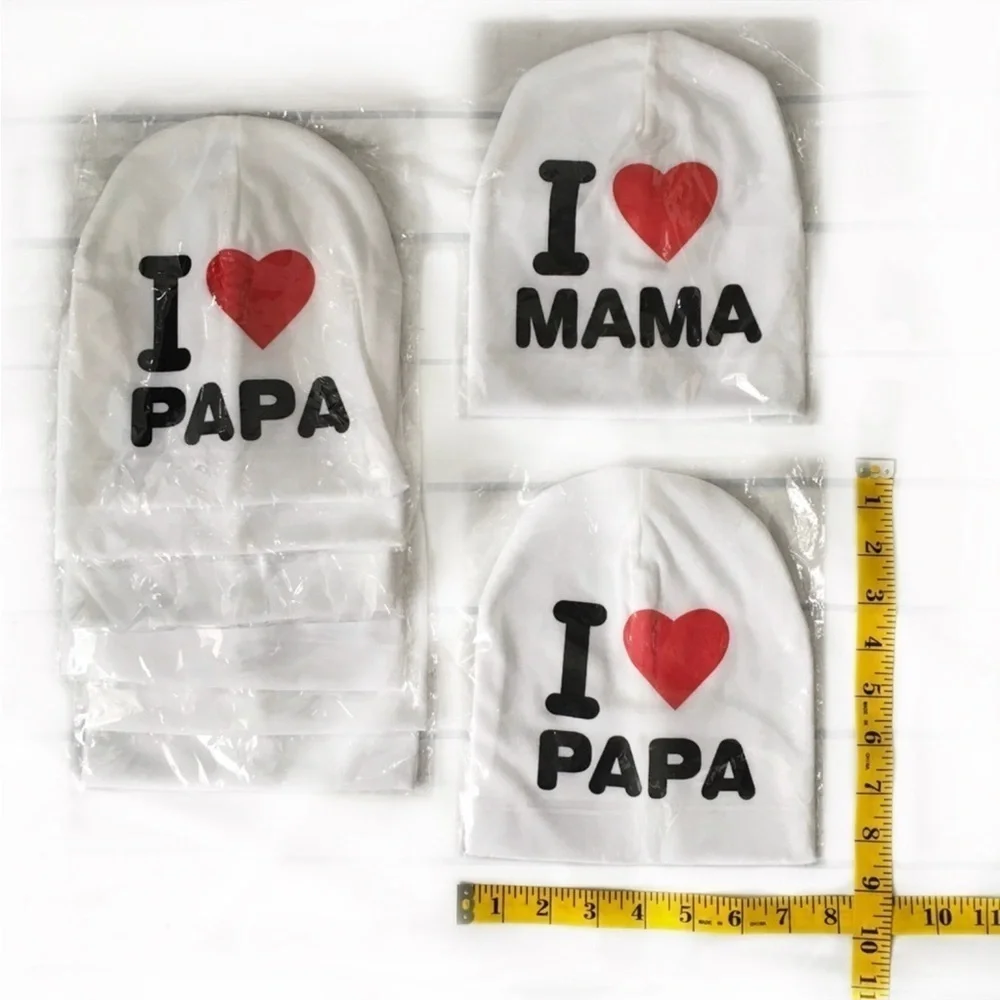 Baby Beanie Cap  Hat I Love Papa White Cotton 6-48 Months White Black…